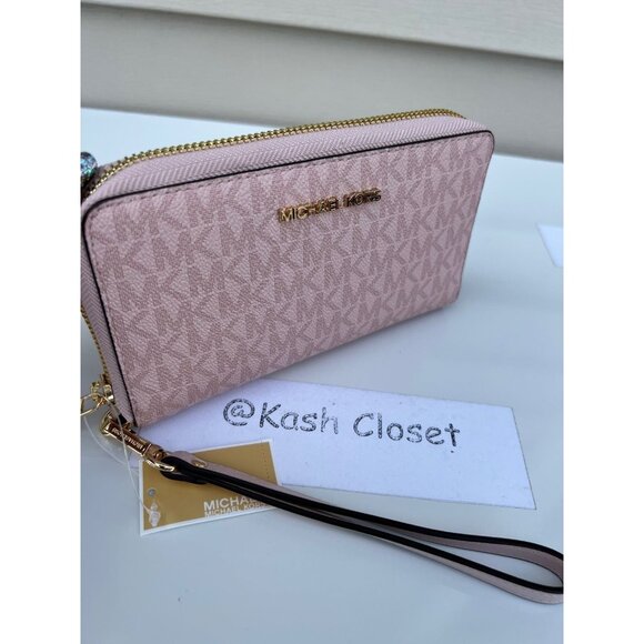 Michael Kors wristlet large phone case wallet MK signature DK powder blush - Picture 2 of 6